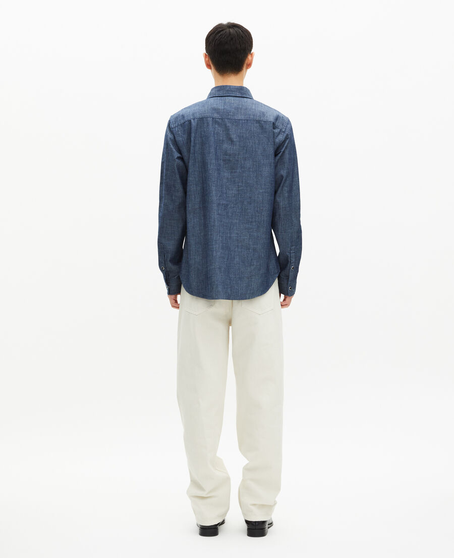 The Kooples MEN BLUE ELECTRIC blue raw denim shirt