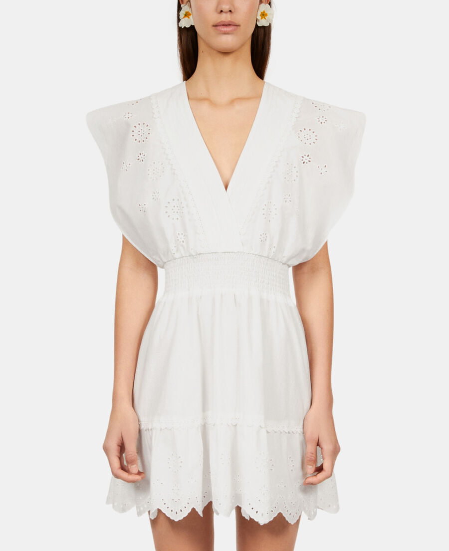 The Kooples WOMEN WHITE short white dress in english embroidery