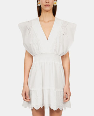The Kooples WOMEN WHITE short white dress in english embroidery