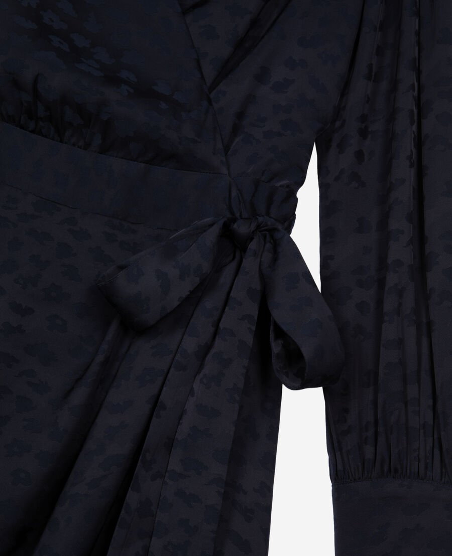 The Kooples DAMEN NAVY kurzes wickelkleid aus jacquard in marine