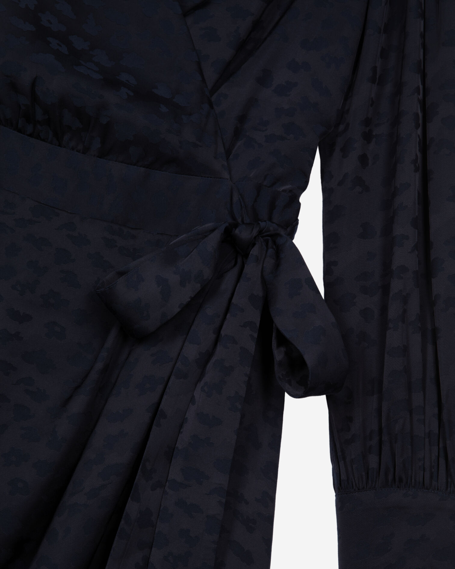 Short navy jacquard wrap dress, NAVY, hi-res image number null