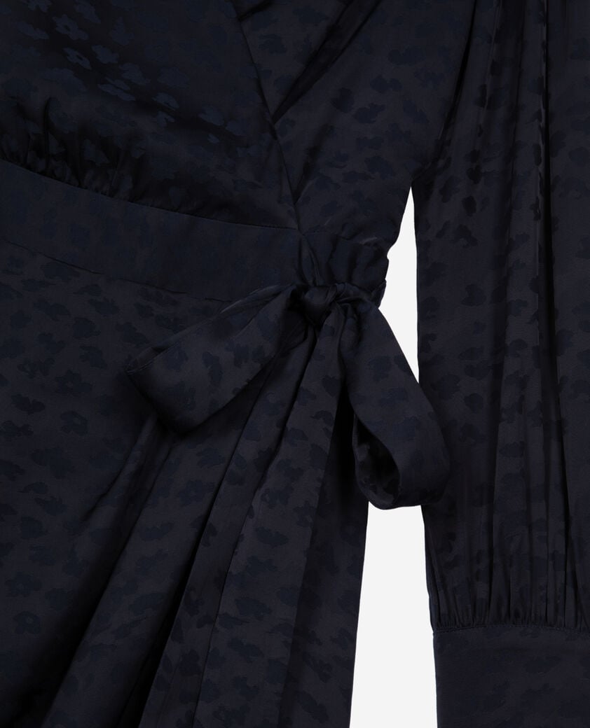 The Kooples FEMME NAVY robe courte portefeuille jacquard marine