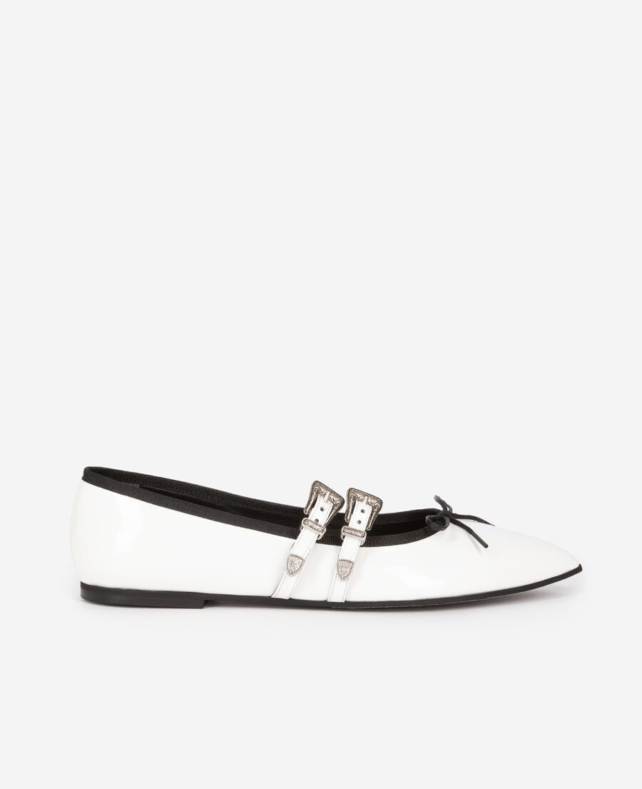 The Kooples WOMEN WHITE flat white leather ballerinas