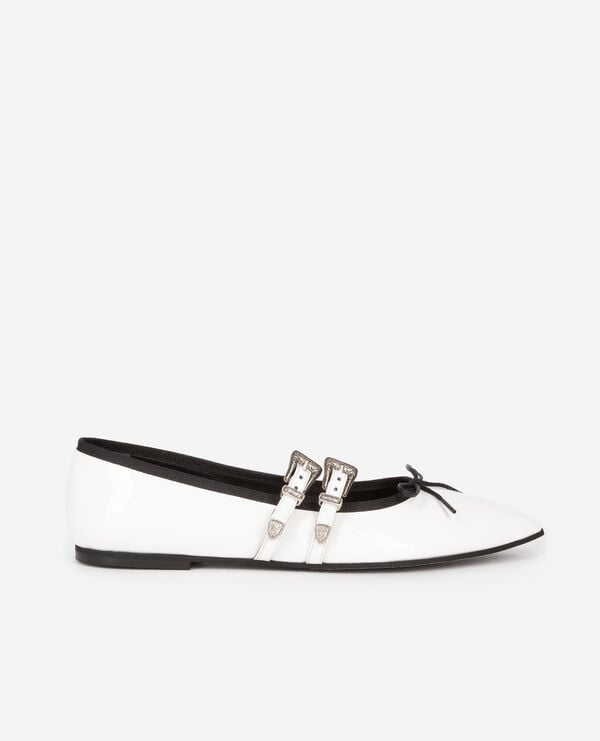 The Kooples FEMME WHITE ballerines plates en cuir blanc