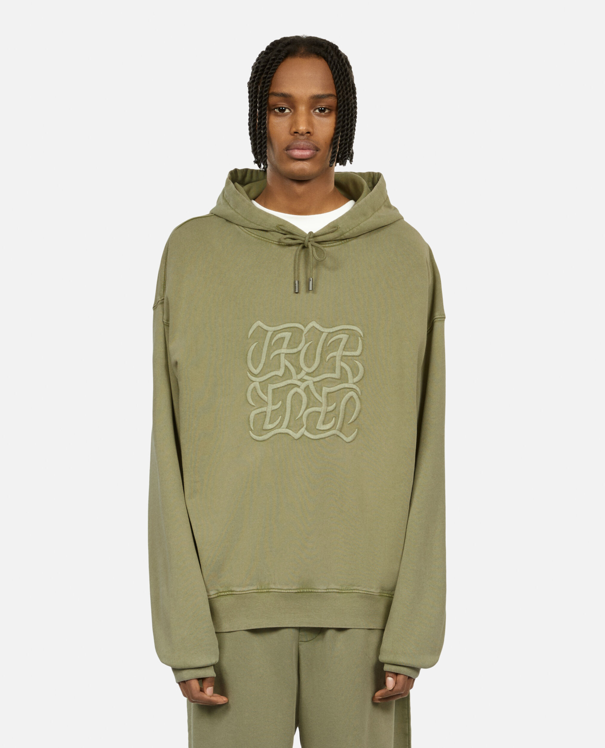Light green hoodie with logo embroidery, KAKI GREY, hi-res image number null
