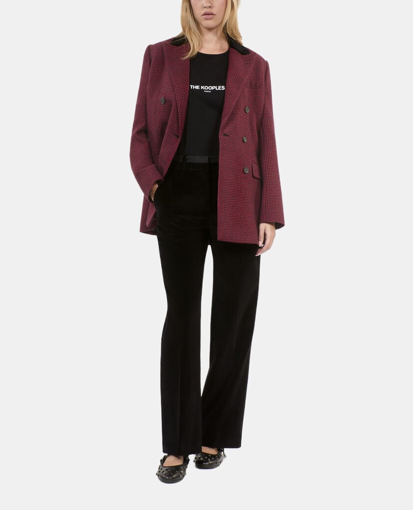 The Kooples FEMME BLACK pantalon tailleur droit en velours côtelé noir