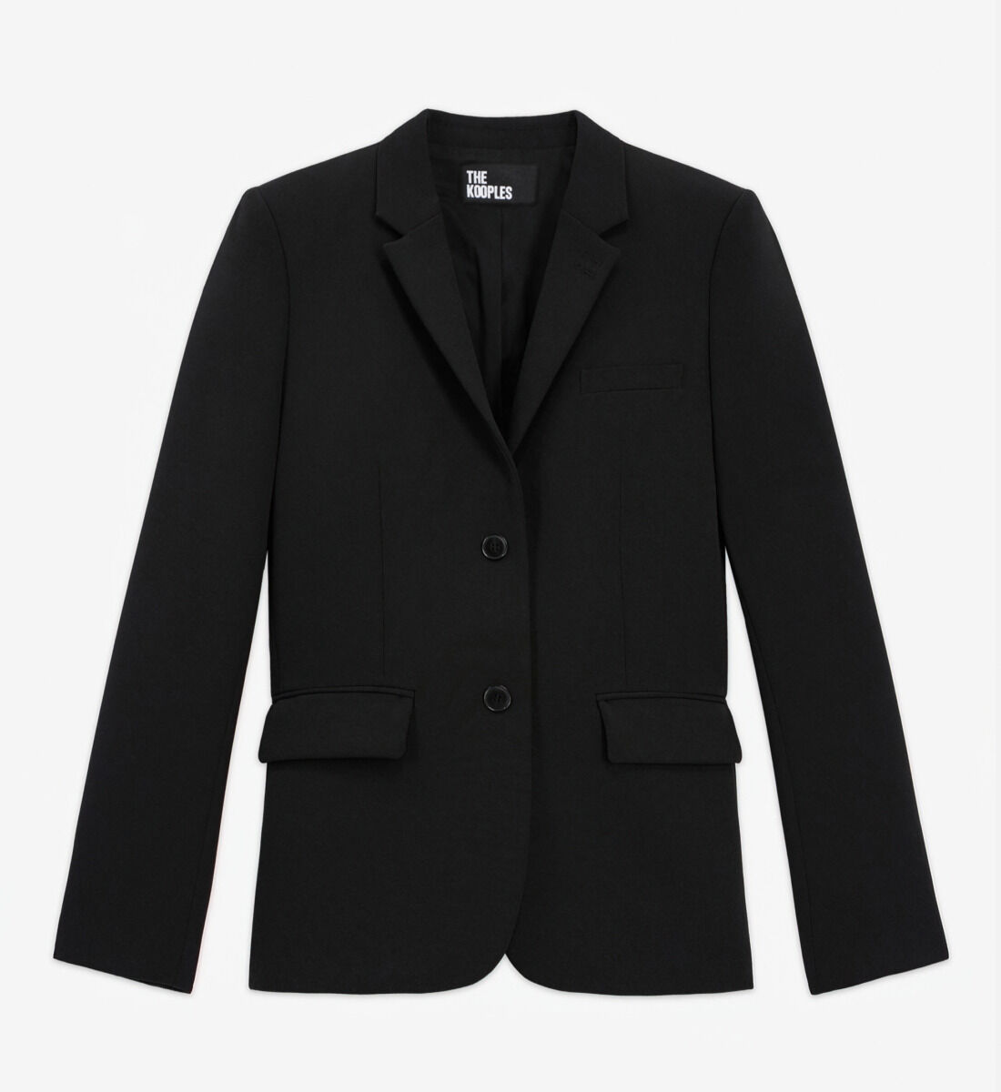 Black crepe suit jacket structured shape