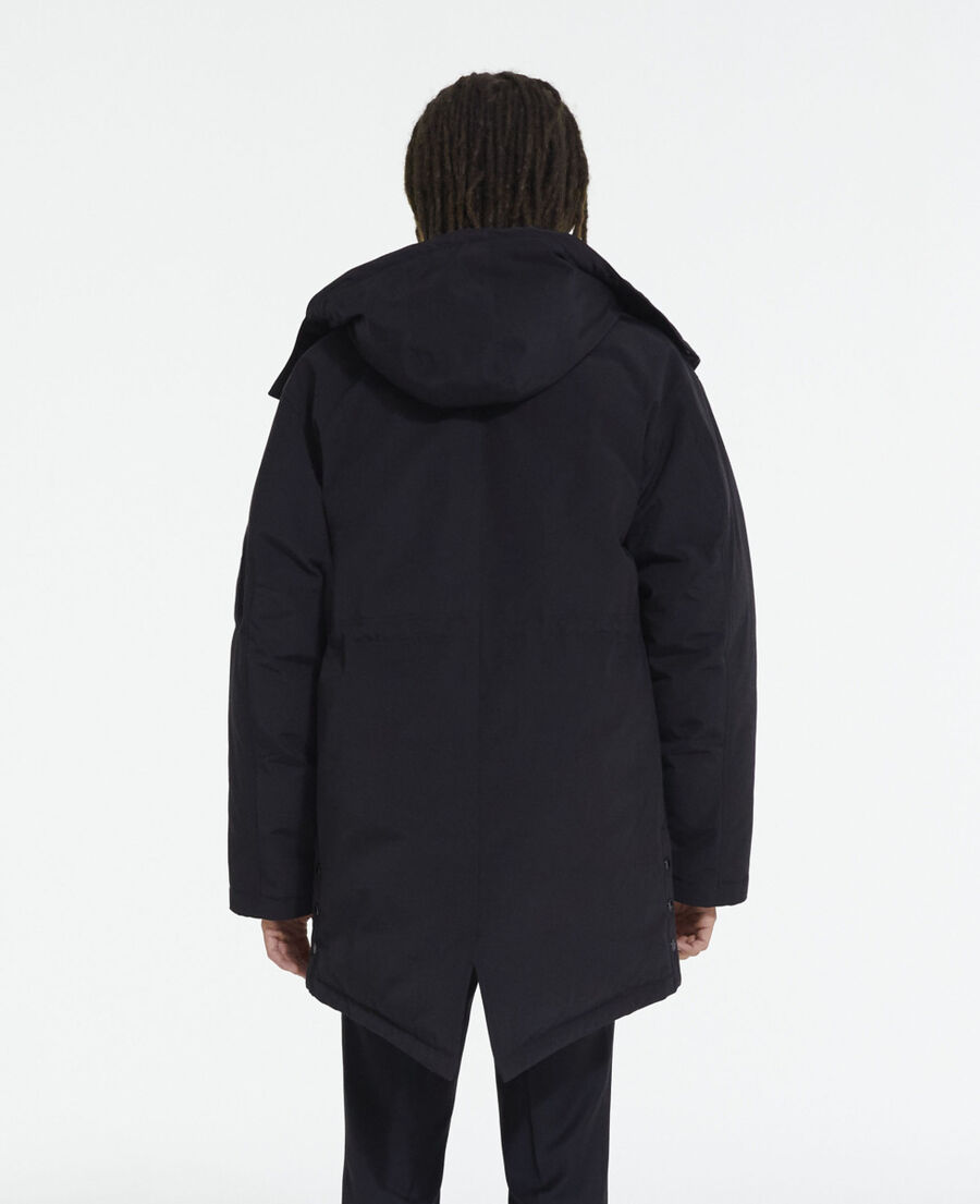 black hooded parka