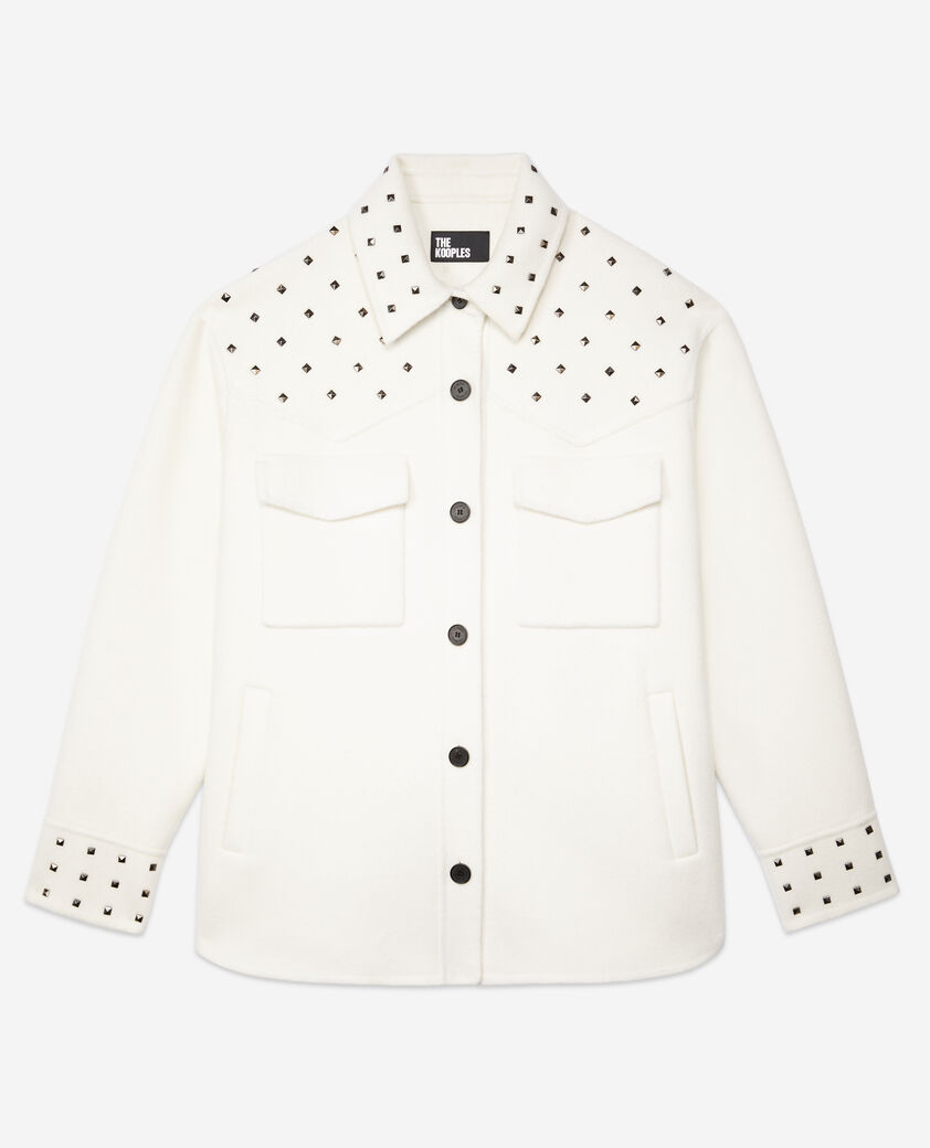 The Kooples WOMEN ECRU ecru wool-blend overshirt-style jacket with studs