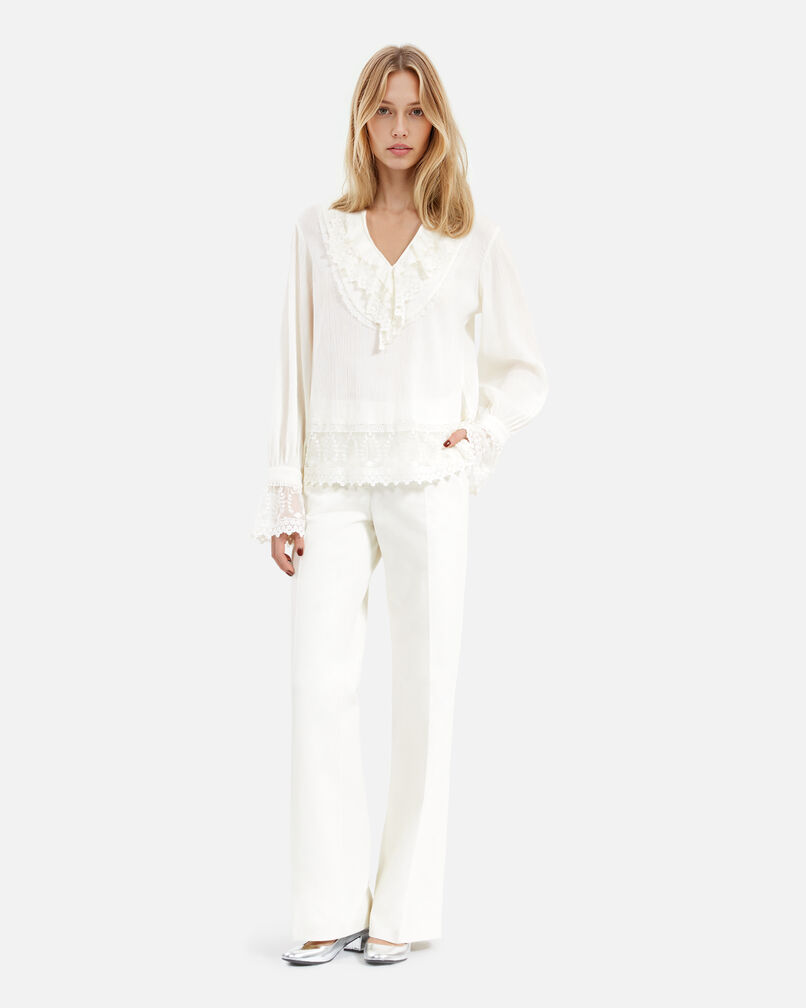 The Kooples FEMME ECRU blouse avec guipure écru