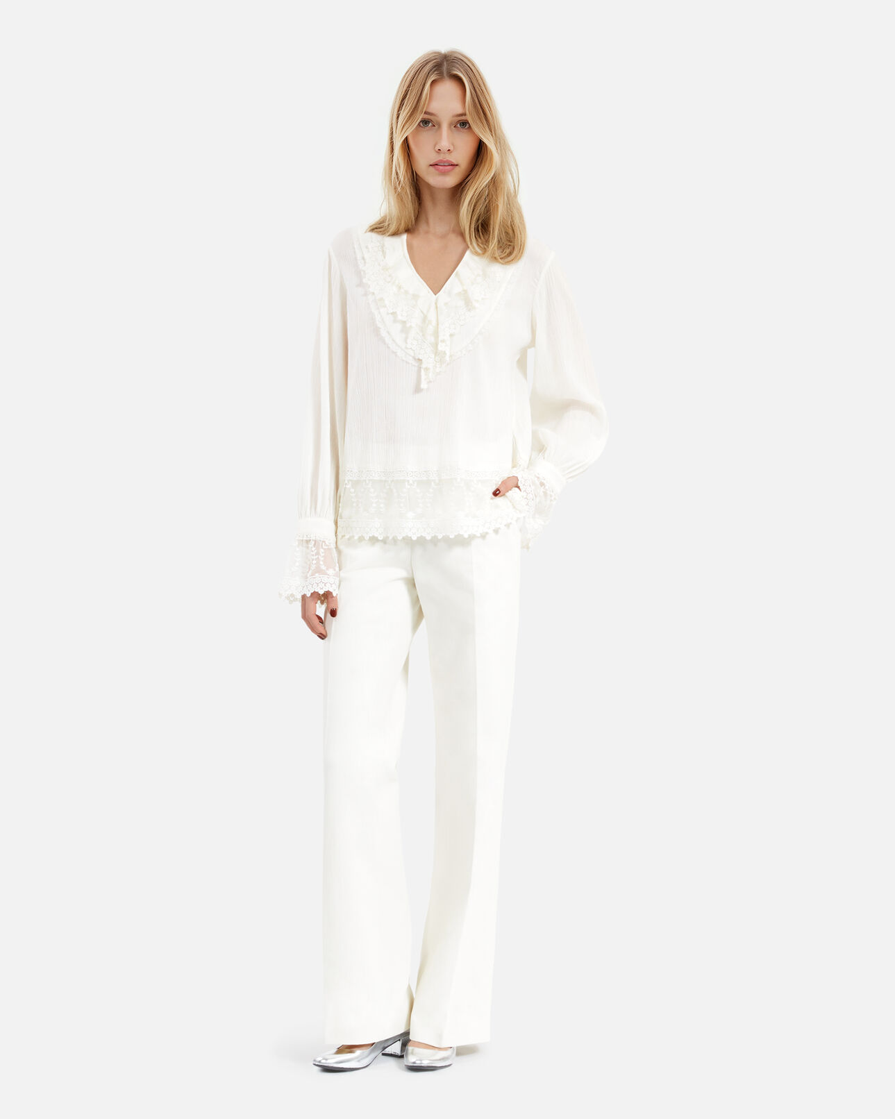 The Kooples FEMME ECRU blouse avec guipure écru
