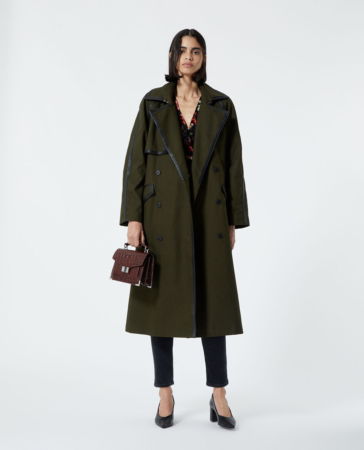 Khaki pea coat hot sale