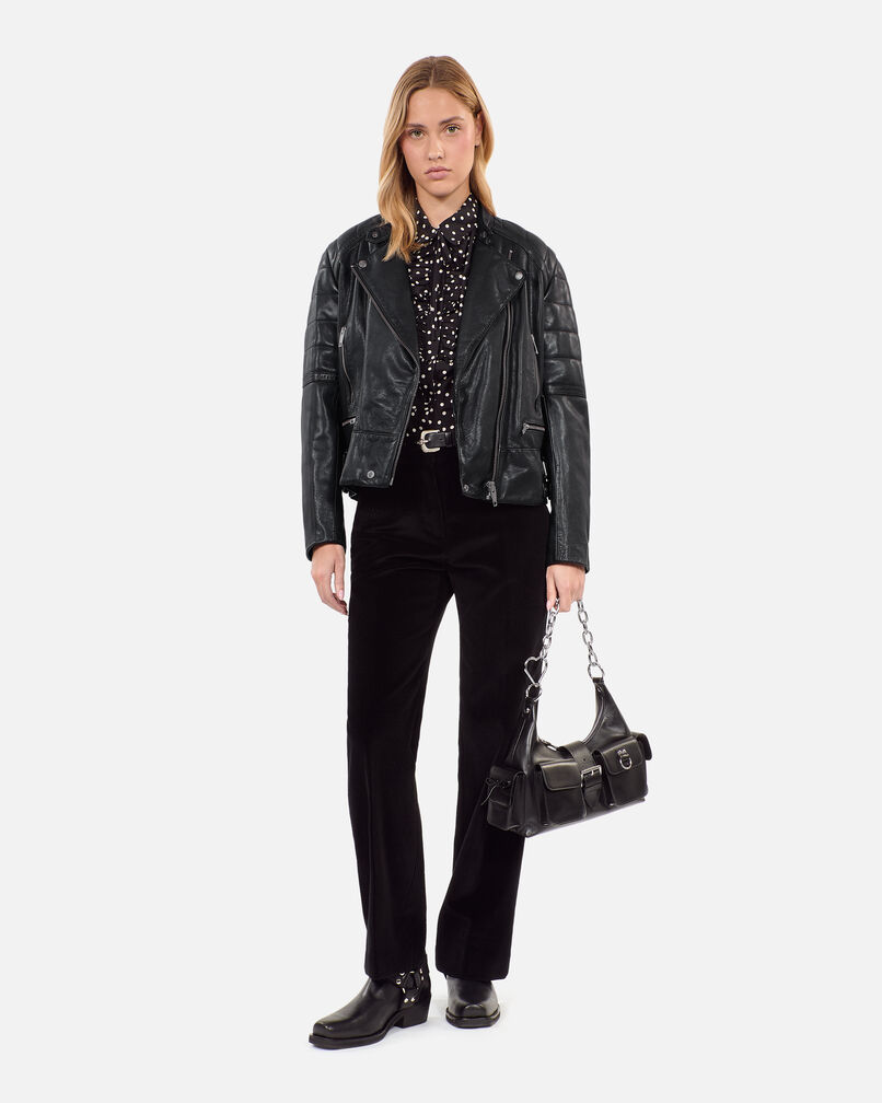 The Kooples FEMME BLACK blouson motard en cuir noir