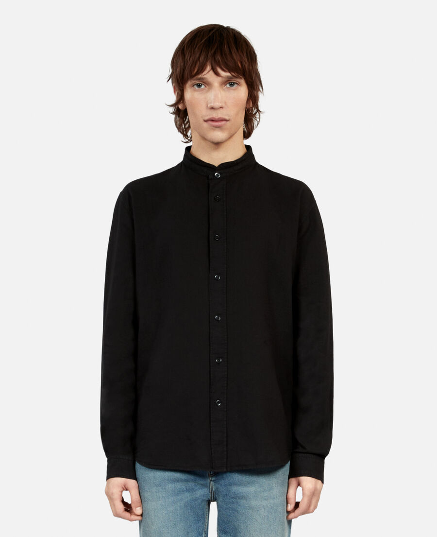 camisa negra algodón lino