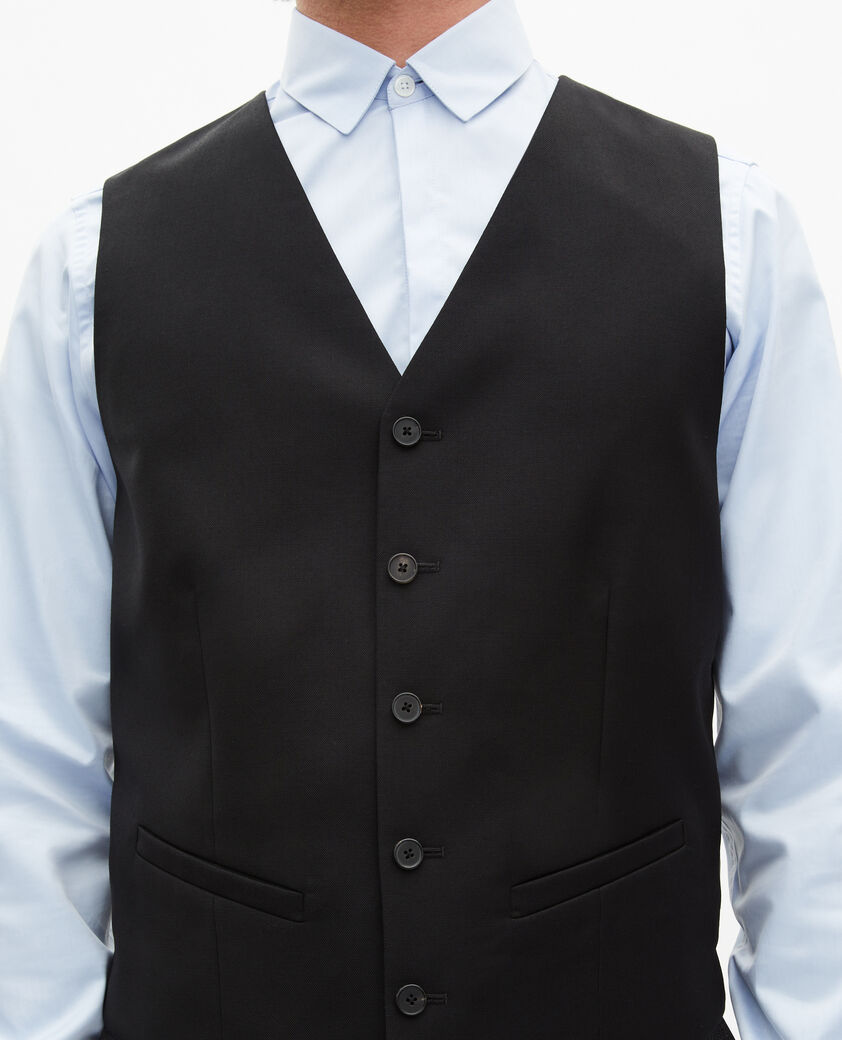 The Kooples HOMME BLACK gilet de costume en laine noir coupe tailleur