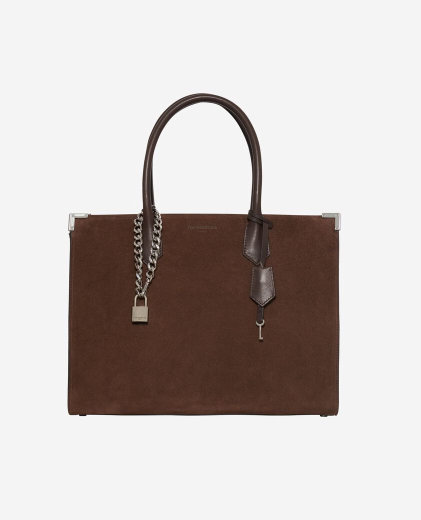 The Kooples FEMME CHOCOLATE sac cabas ming l en suède marron