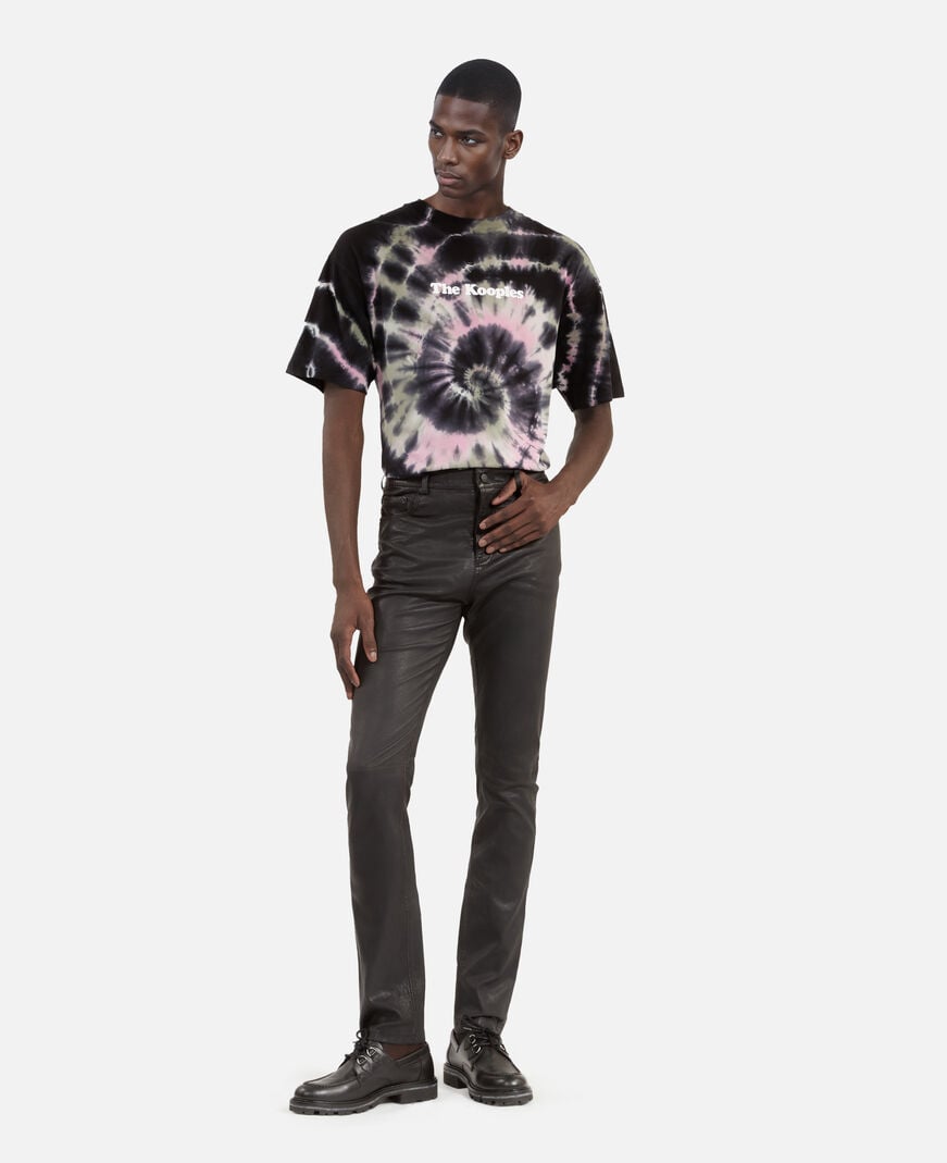 The Kooples MEN BLACK black leather slim-fit pants