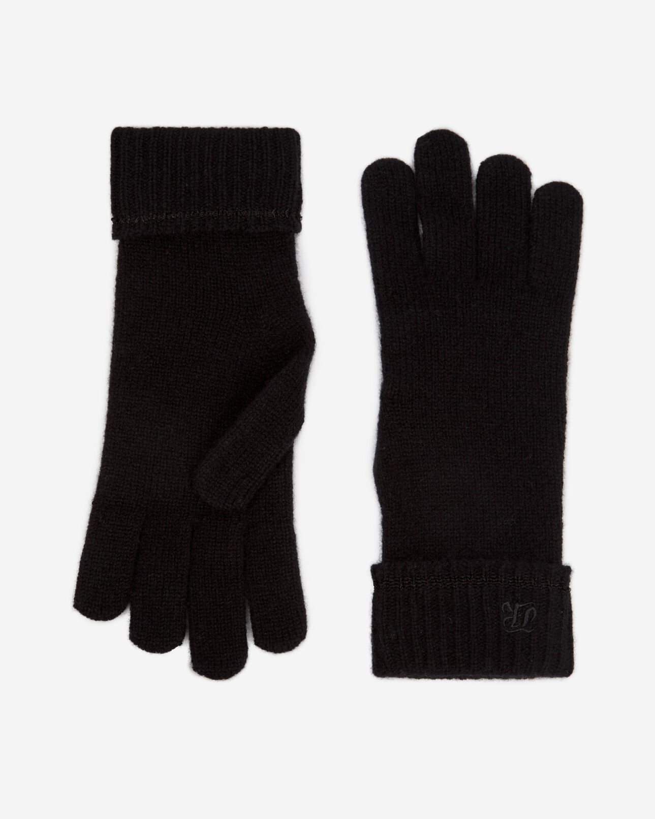 The Kooples MIXED BLACK black cashmere gloves