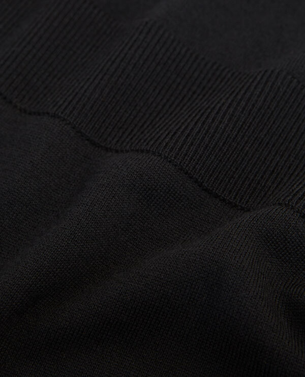 robe longue noire laine à col montant