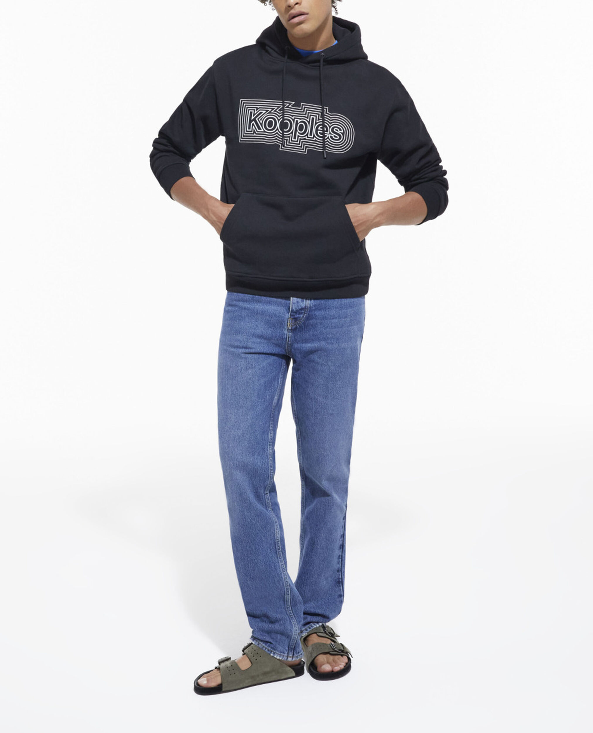 Black sweatshirt with screen print, BLACK, hi-res image number null