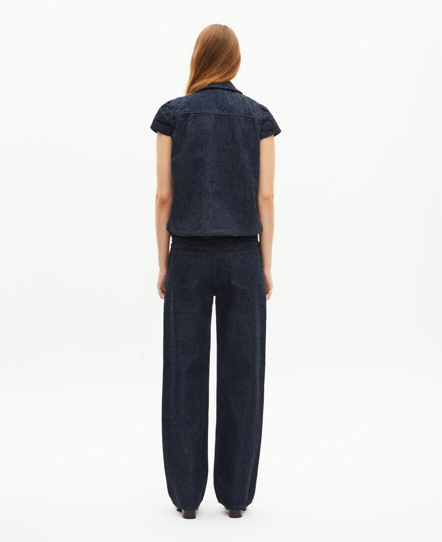 The Kooples FEMME BLUE ELECTRIC blouson manches courtes en denim bleu foncé