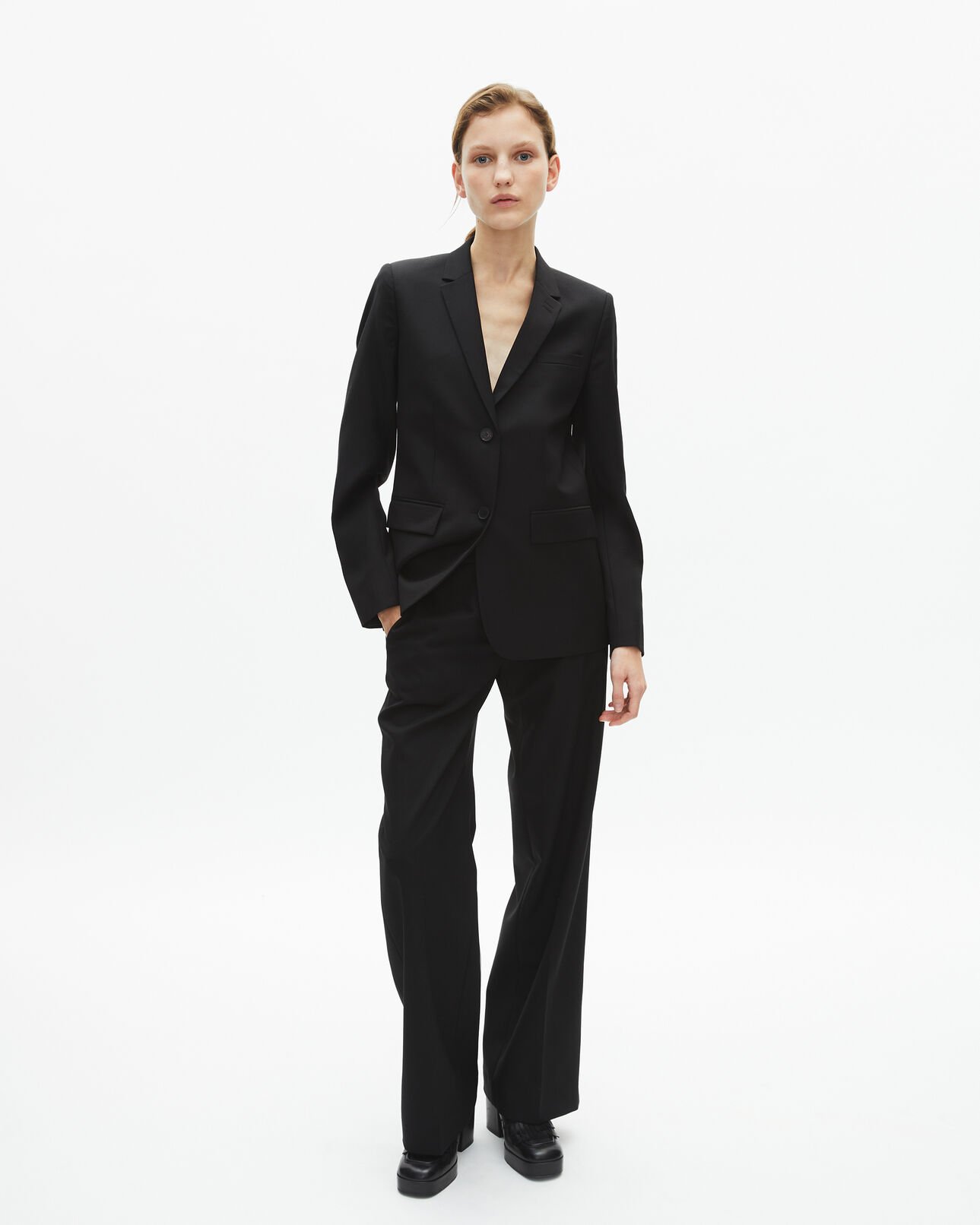 The Kooples MUJER BLACK chaqueta de traje de lana negra de corte entallado