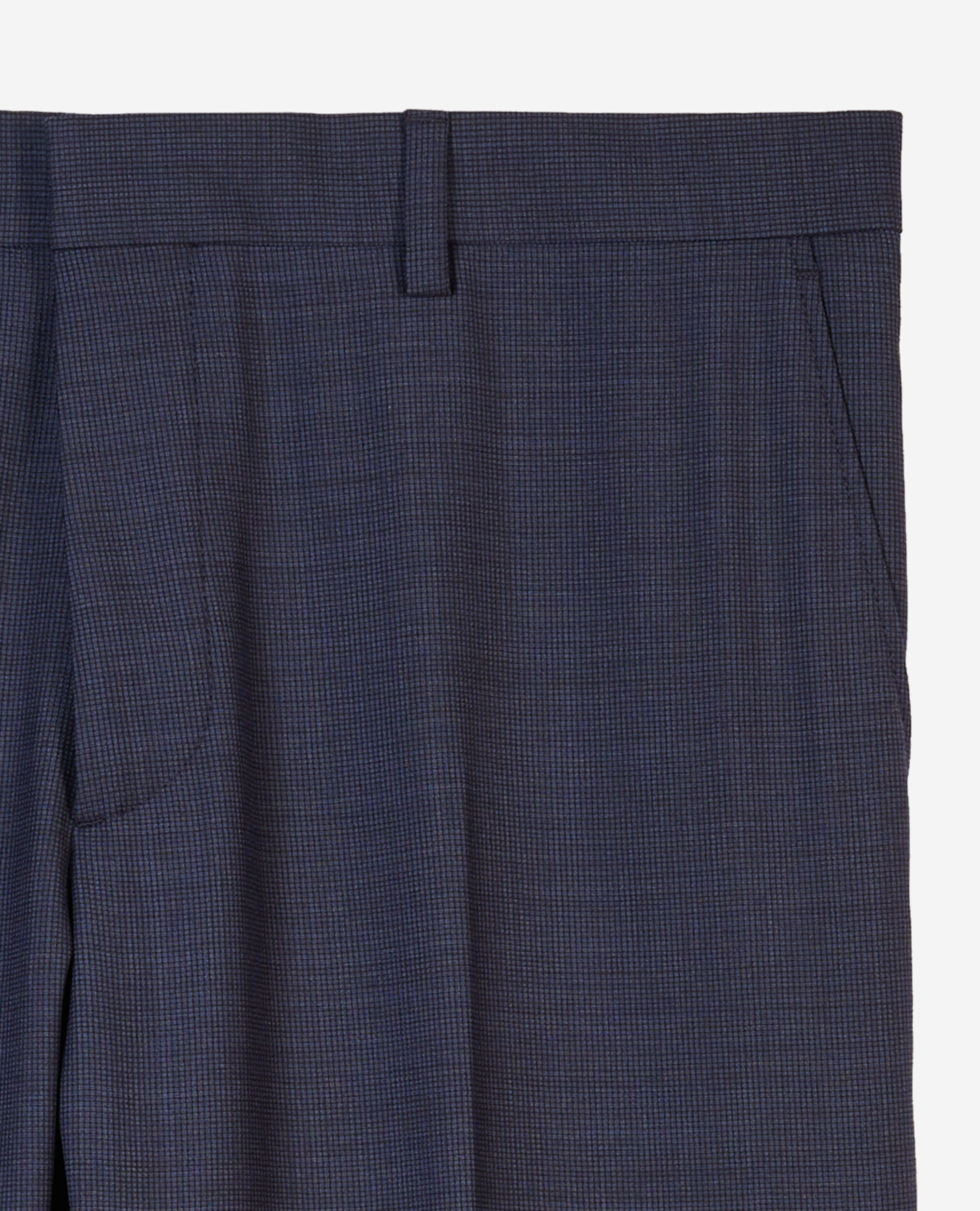 Pantalon de costume micro carreaux bleu marine en laine, NAVY, hi-res image number null