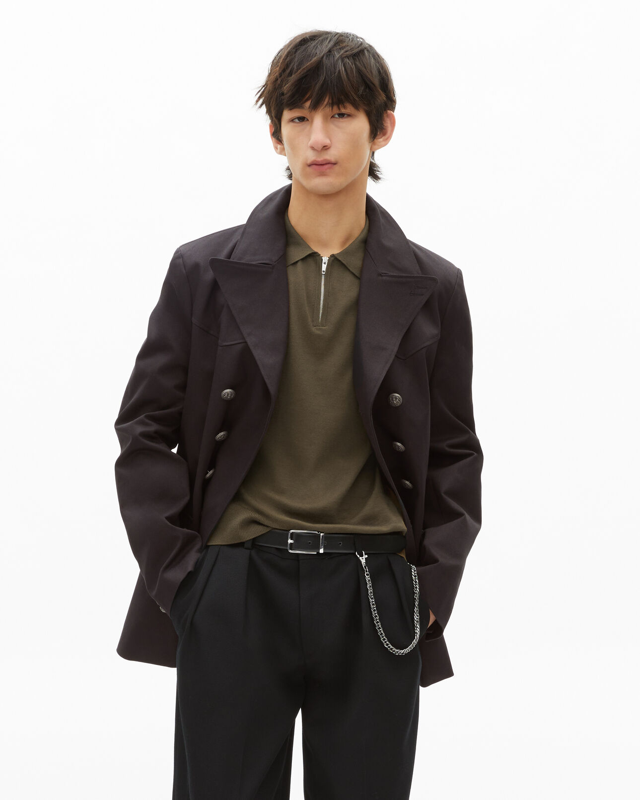 The Kooples H DARK GREY grey cotton coat