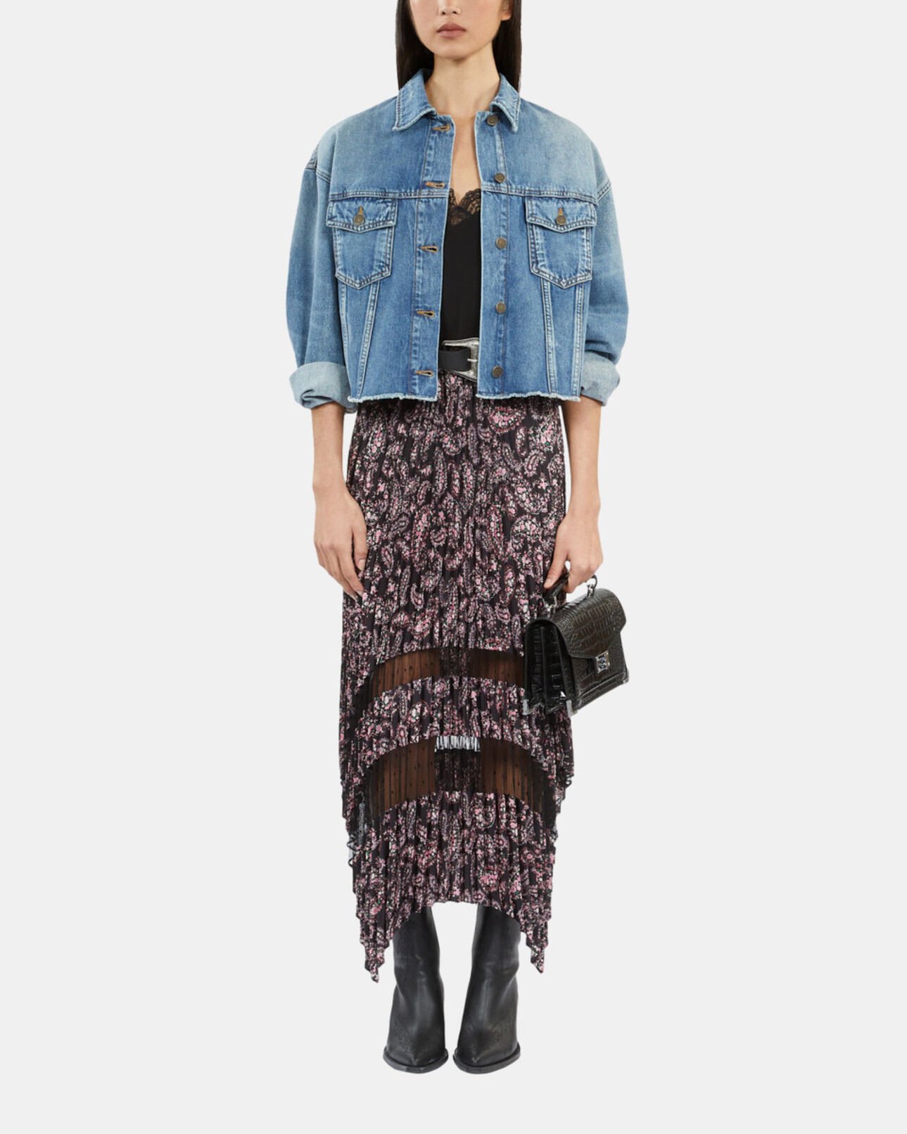 The Kooples WOMEN MEDIUM BLUE short blue denim jacket