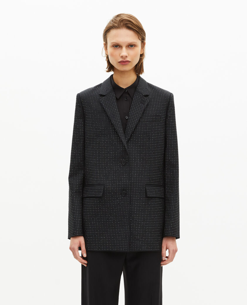 The Kooples WOMEN BLACK black rhinestone jacket