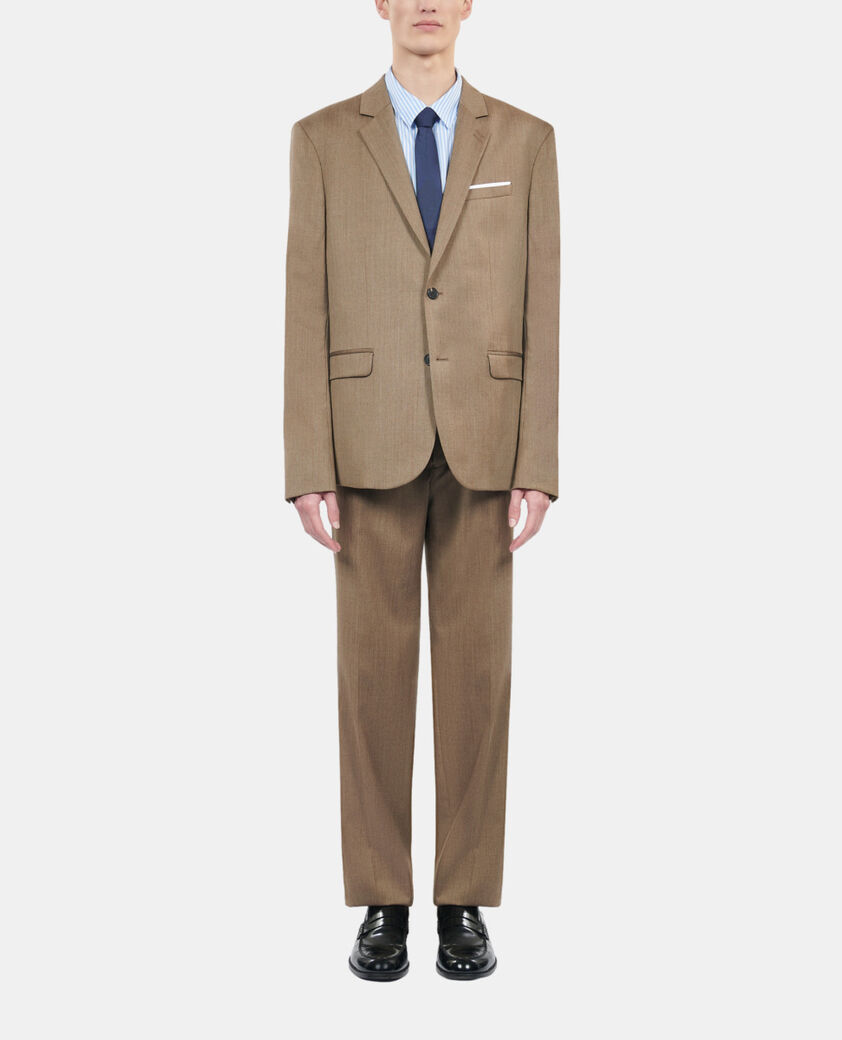 The Kooples HOMME BROWN veste de costume en laine marron clair