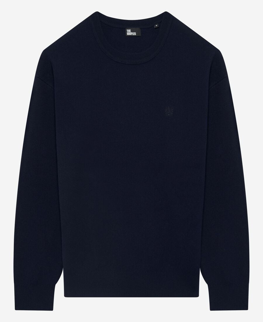 The Kooples MEN NAVY navy double-sided wool crew neck sweater