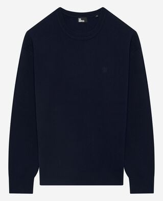 The Kooples MEN NAVY navy double-sided wool crew neck sweater