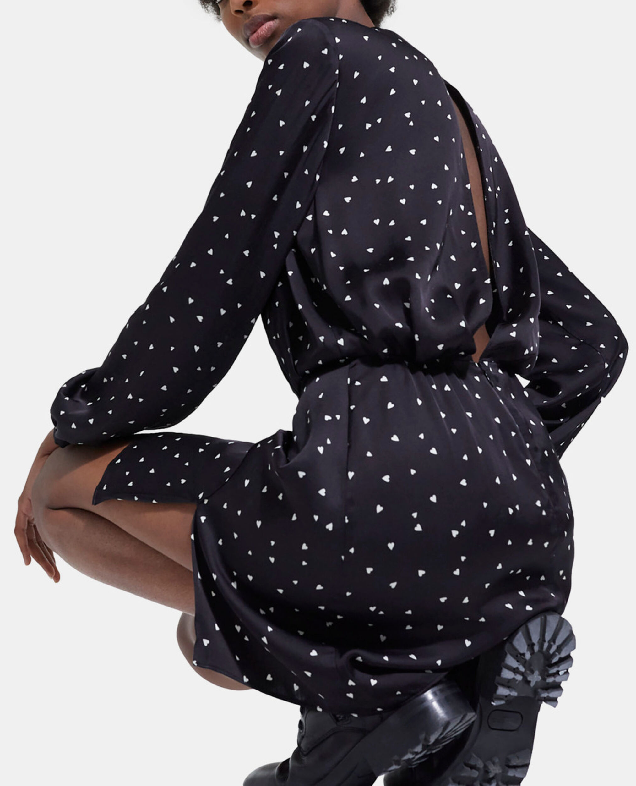 Short dress with heart print, BLACK, hi-res image number null