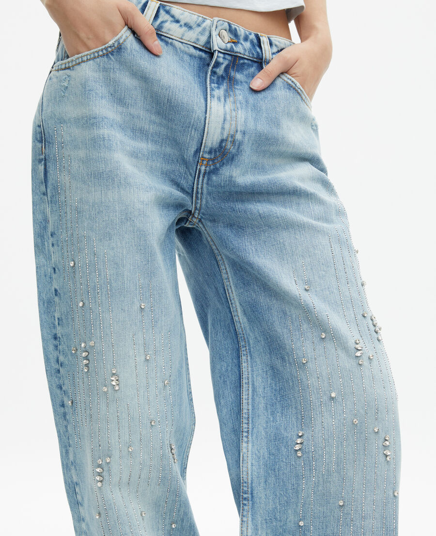 The Kooples WOMEN BABY BLUE wide jeans with light blue rhinestones