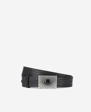 The Kooples WOMEN BLACK black leather belt