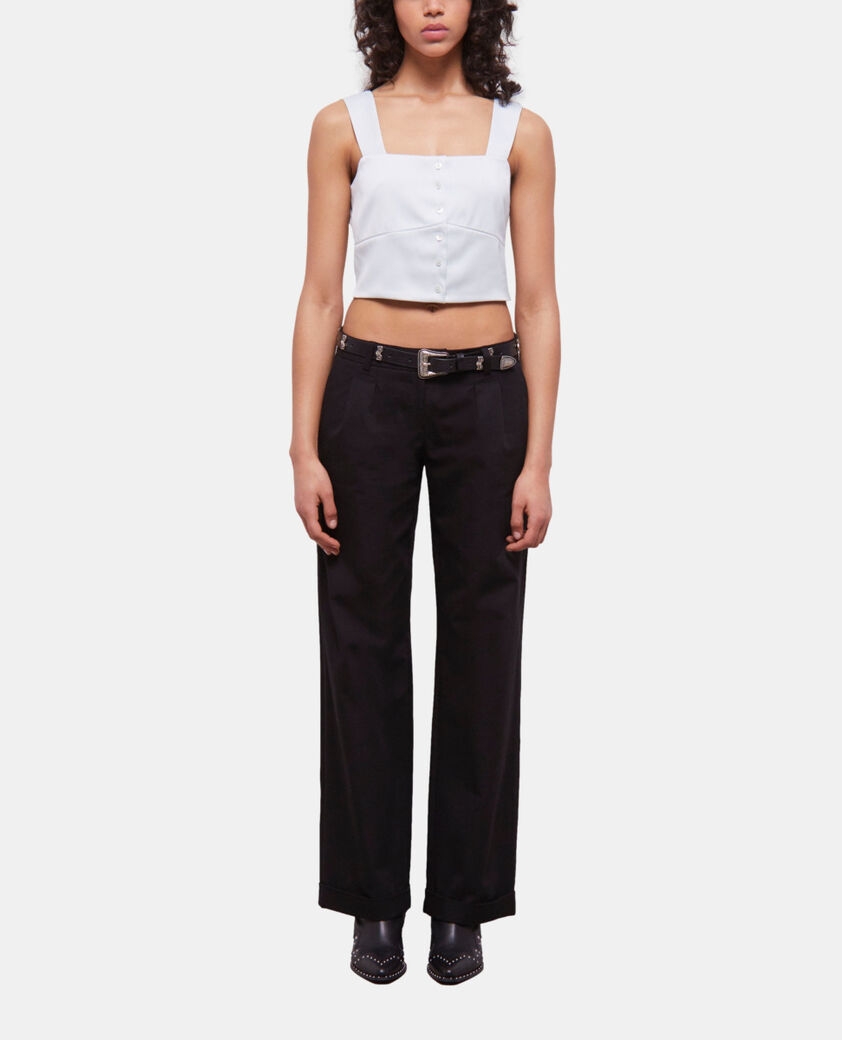 The Kooples FEMME GREEN WATER top court vert clair avec boutonnage