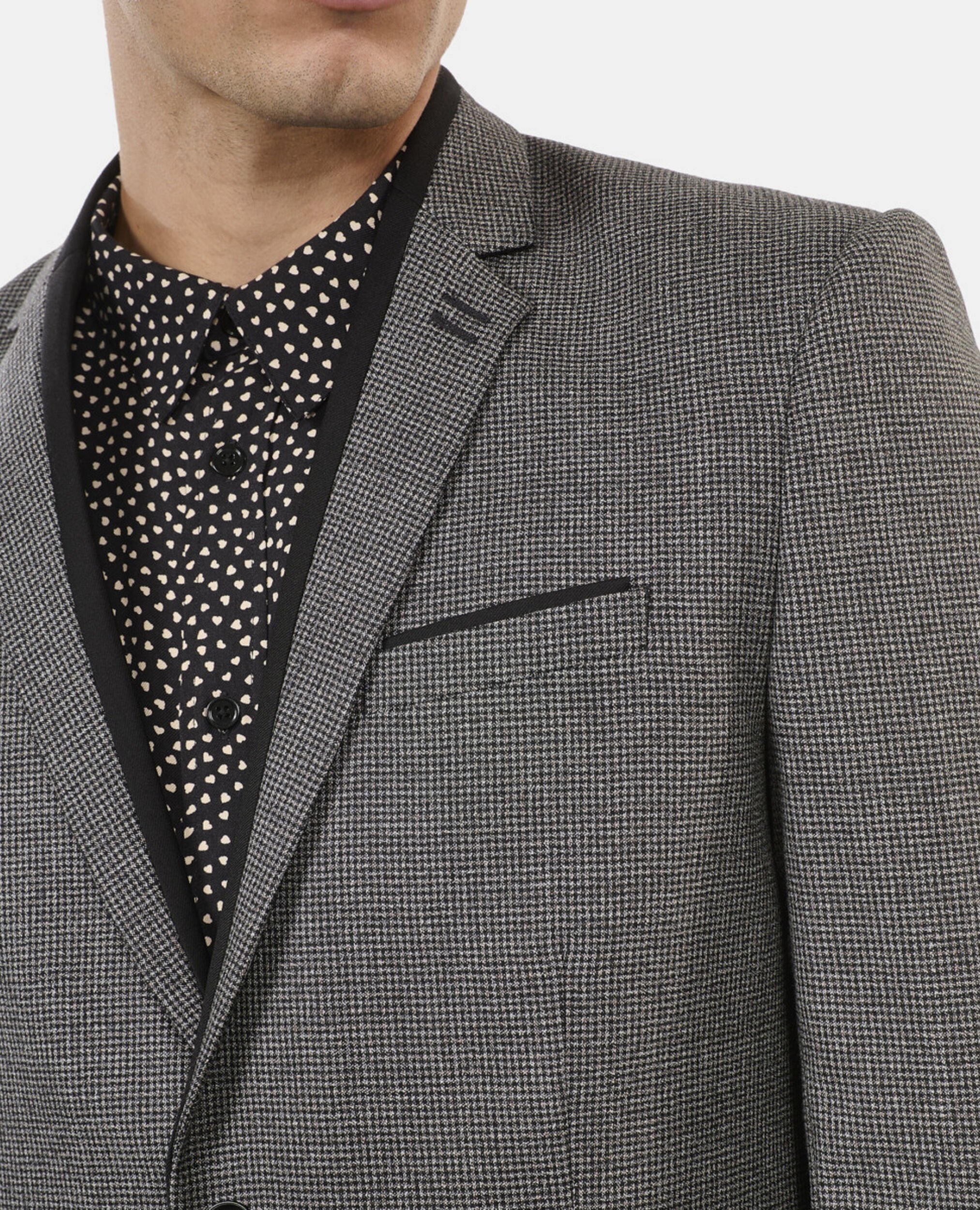 Veste de costume pied de poule noir et blanc, BLACK GREY, hi-res image number null