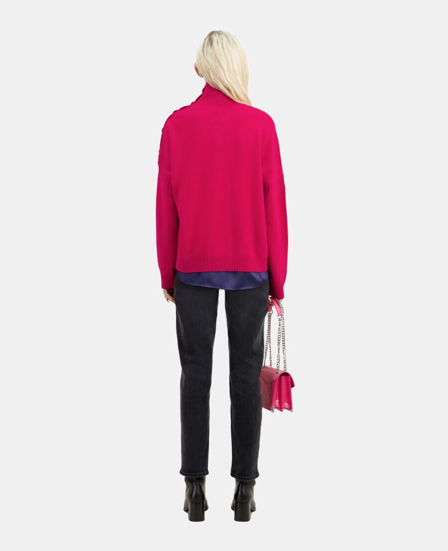 The Kooples FEMME CHERRY pull en cachemire avec boutons fuchsia