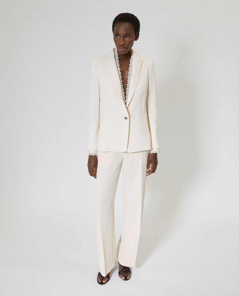The Kooples WOMEN OFF WHITE suit jacket with ecru lace band