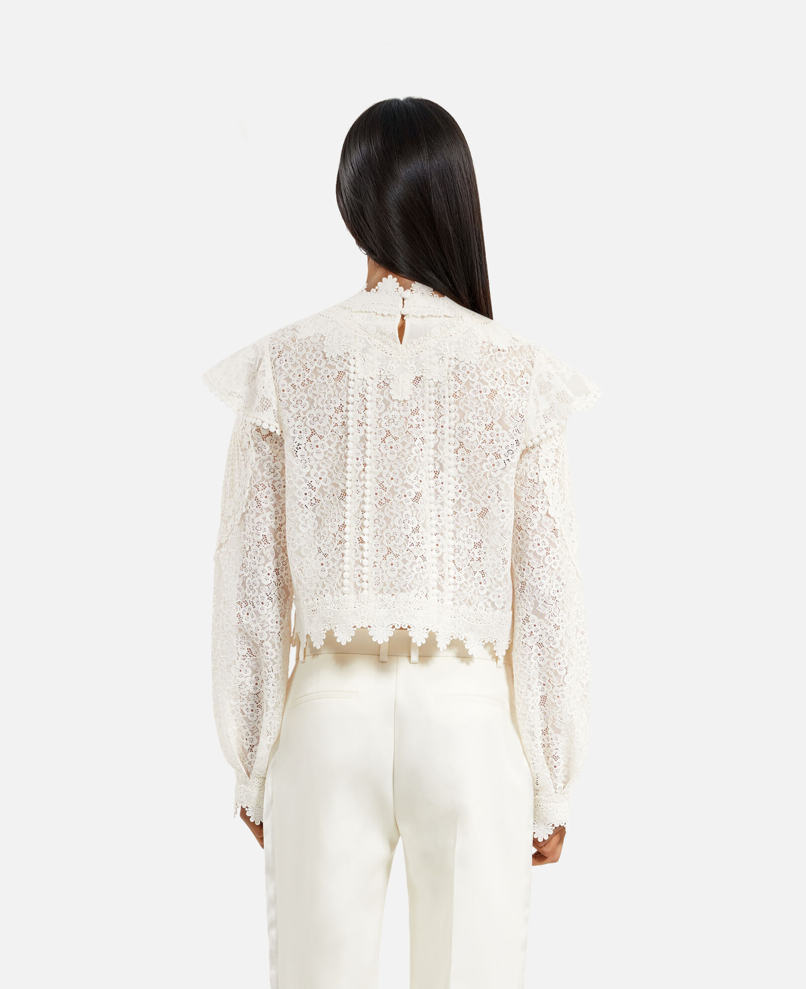 The Kooples DAMEN ECRU ecrufarbenes spitzenoberteil