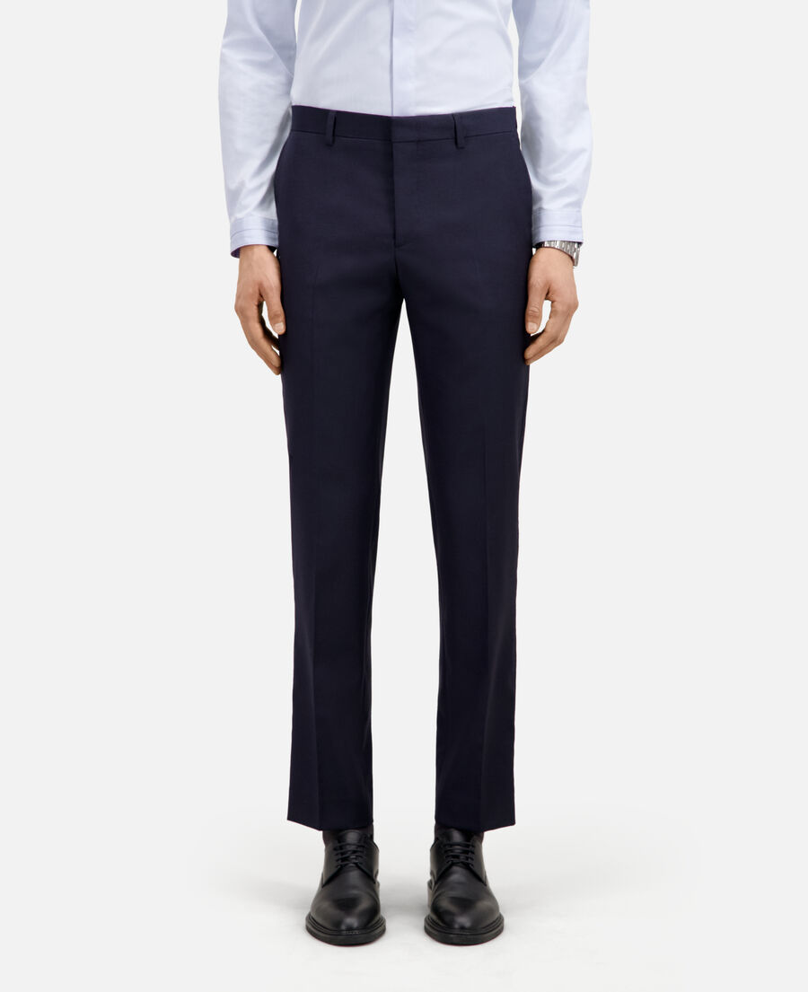 navy blue wool suit trousers