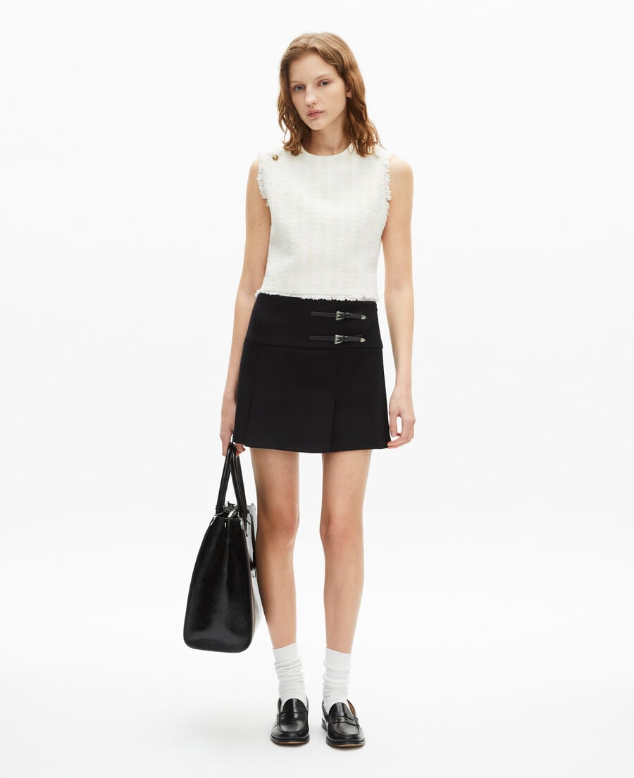 The Kooples F BLACK wrap skirt with short black western buckles
