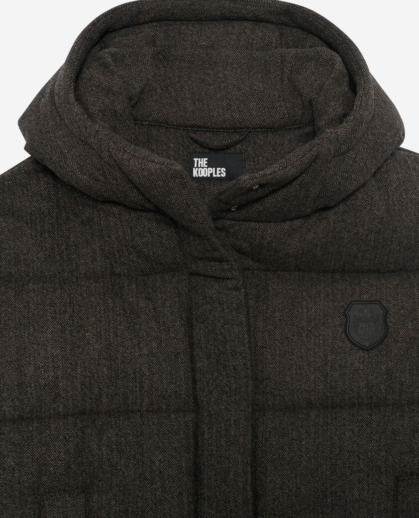 The Kooples DAMEN STONE kurze dunkelgraue daunenjacke aus wolle