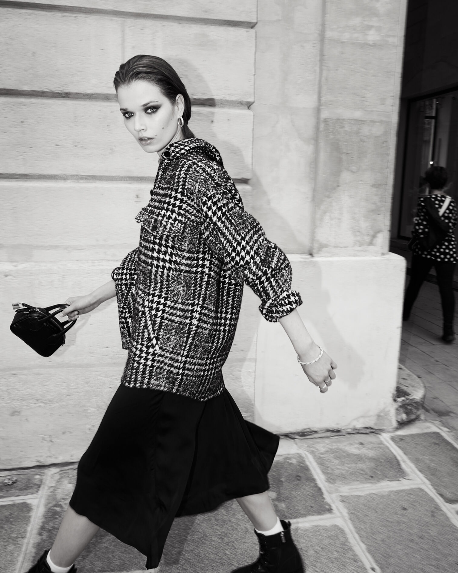 Chemise oversize femme à carreaux, ECRU BLACK, hi-res image number null
