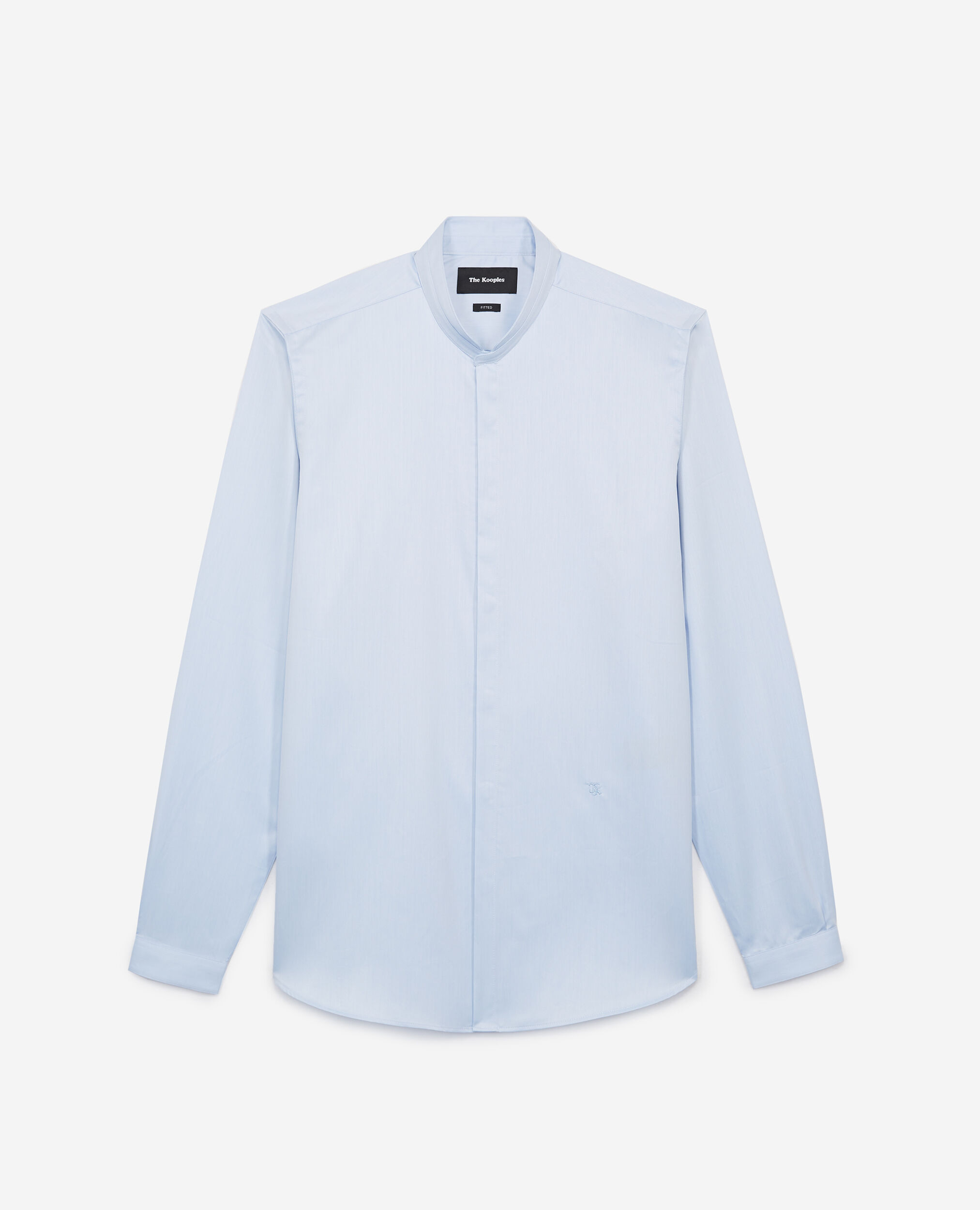 Blue cotton shirt with officer collar, LIGHT BLUE, hi-res image number null