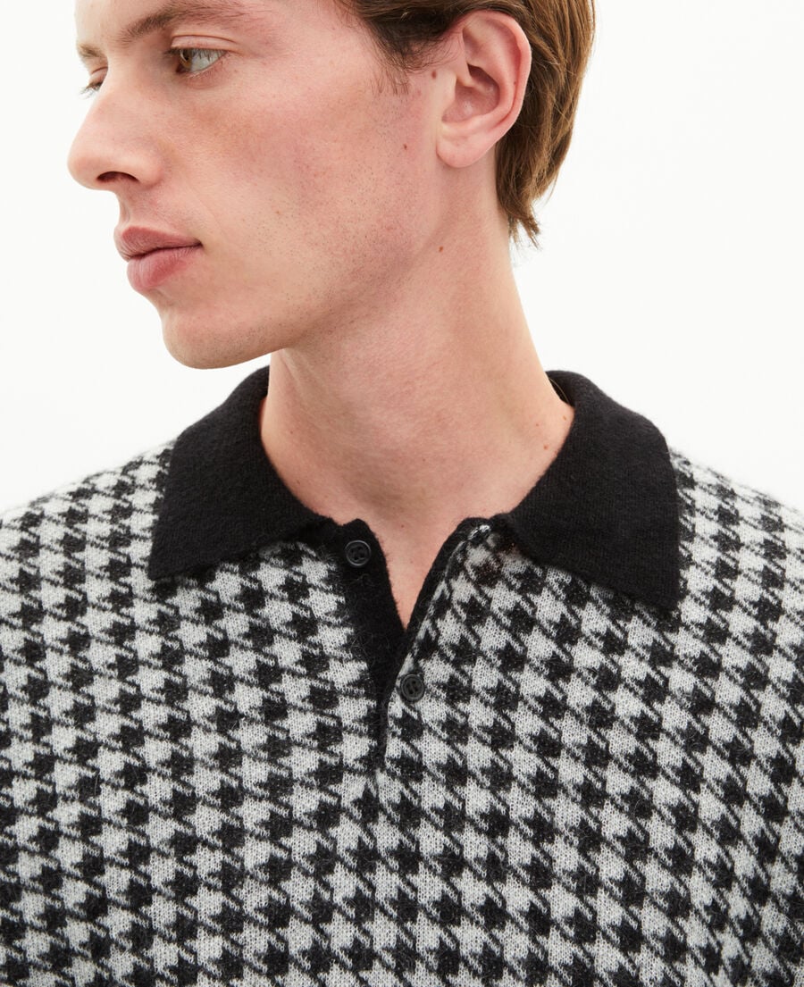 The Kooples HOMME BLACK WHITE pull en pied de poule noir