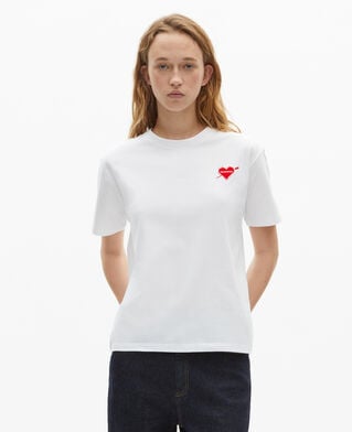 The Kooples FEMME WHITE t-shirt avec flocage c&oelig;ur blanc