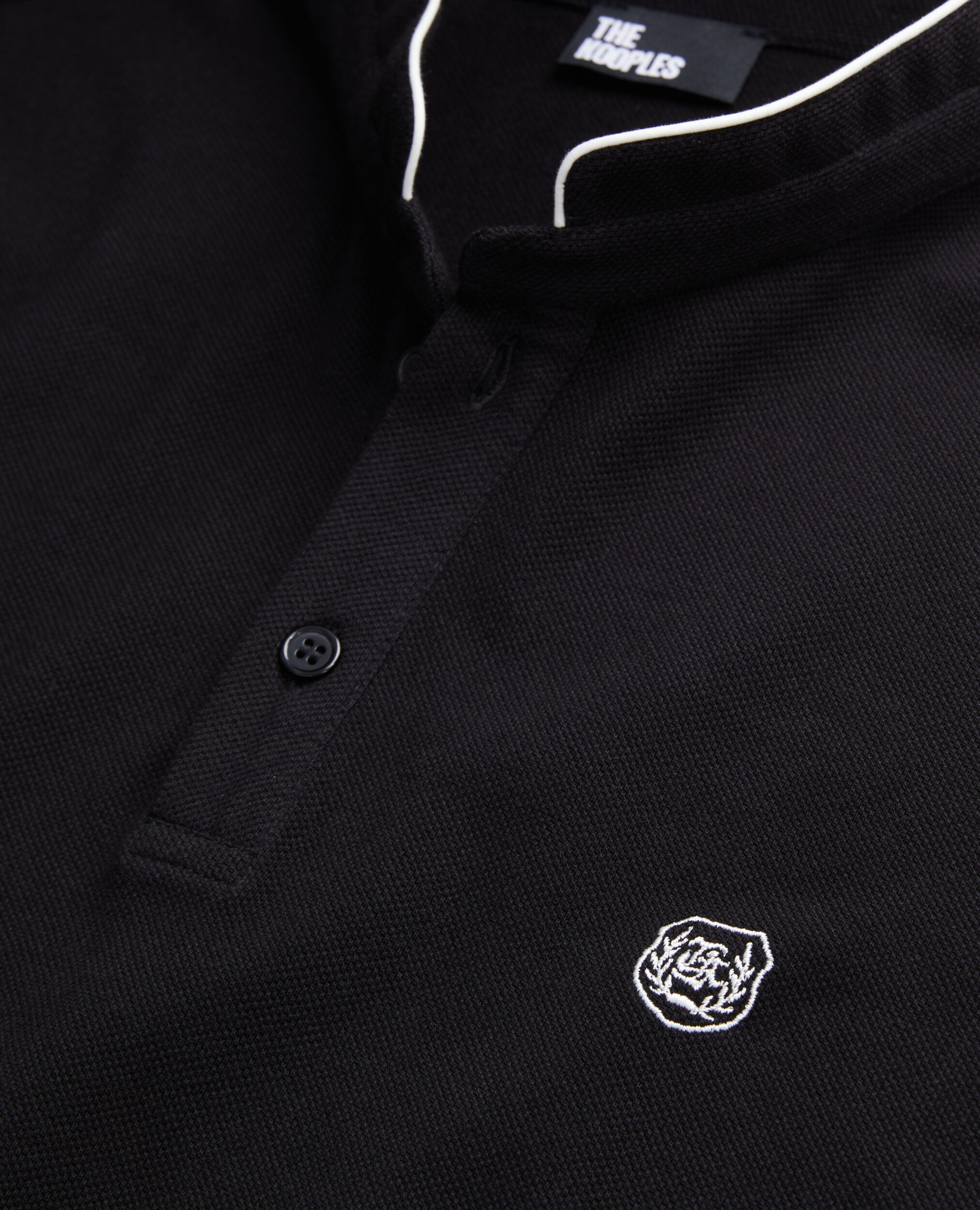 Black cotton polo t-shirt, BLACK, hi-res image number null