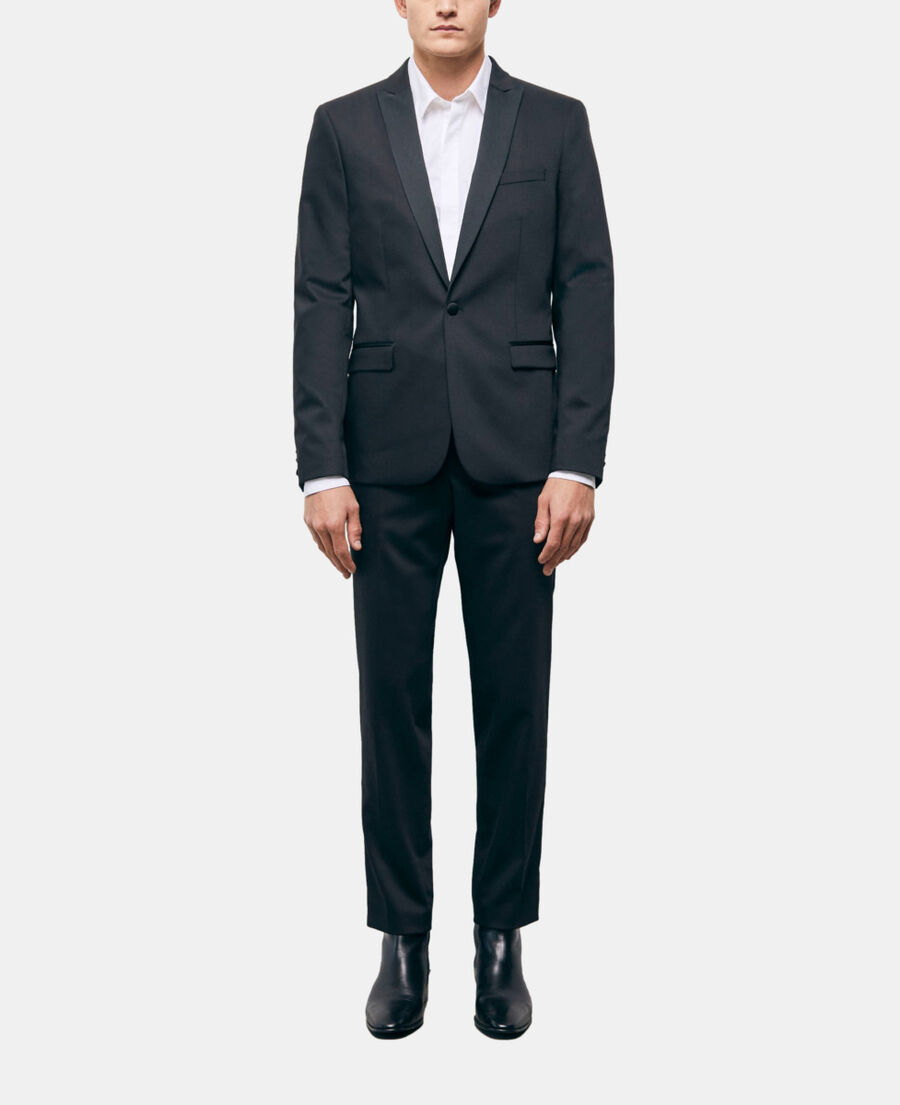 schwarze smokingjacke aus wolle